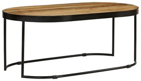 Tavolino ovale in massello grezzo di mango e acciaio 100 cm