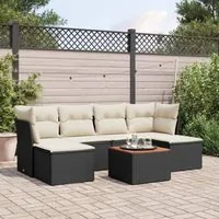 Set Divani da Giardino con Cuscini 7pz Nero Polyrattan 3223767