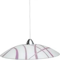 Sospensione D50 1xE27 Montatura Bianco-Cromo Vetro Lastra Bianco-Viola E-Energy Dario