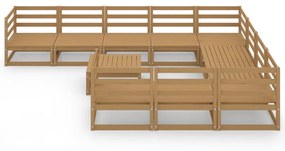 Set Divani da Giardino 11 pz in Legno Massello di Pino