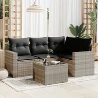 Set Divano da Giardino 5pz con Cuscini Grigio Chiaro Polyrattan 3251259