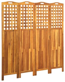 Divisorio A 4 Pannelli Grigio 161x2x170 Cm İn Massello Acacia /