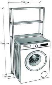 Mobile Coprilavatrice Stile Industrial 70x21x150 Con 3 Ripiani Ida Rovere