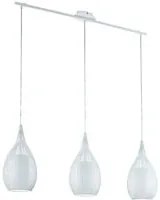 Lampadario Contemporaneo Razoni 3 Luci Acciaio Bianco