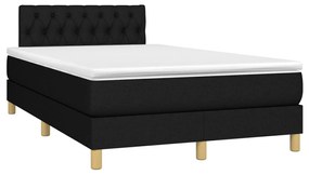 Letto a molle con materasso e led nero 120x190 cm in tessuto