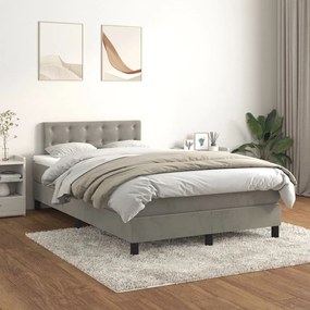 Giroletto A Molle Con Materasso Grigio Chiaro 120x200cm Velluto /