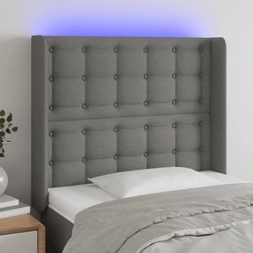 Testiera A Led Grigio Scuro 93x16x118/128 Cm İn Tessuto /