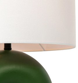 Lampada da tavolo di design verde con paralume in lino bianco - Lotti