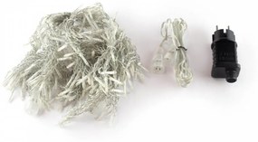 Tenda Natalizia LED 2x1m, Cavo TRASPARENTE, IP44 Colore Bianco Freddo 7500 - 8500 °K