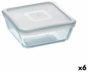 Porta Pranzo Quadrato con Coperchio Pyrex Cookfreeze 850 ml 14 x 14 cm Trasparente Vetro Silicone (6 Unità)