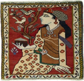 Shiraz Tappeto 60x60 Rosso (Iran) Annodato A Mano