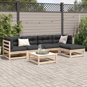 Set divani giardino 6 pz con cuscini in legno massello di pino