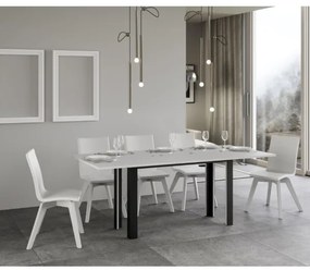 Tavolo libro LINEA DOUBLE 120x45 Bianco Frassino allunga aperto 200x90