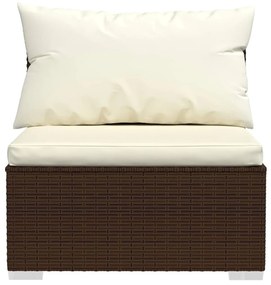 Set Divani da Giardino 5 pz con Cuscini in Polyrattan Marrone