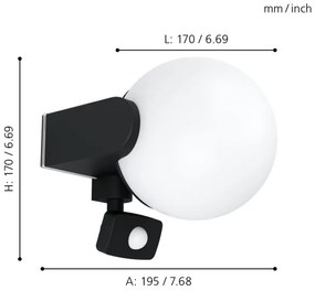Eglo 99573 - Applique da esterno con sensore RUBIO 1xE27/15W/230V IP44