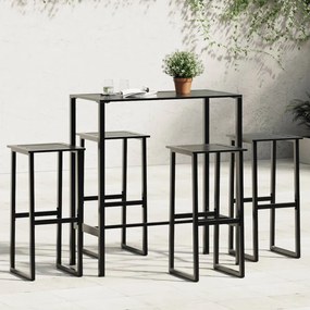 Set Bar Da Giardino 5pz Nero İn Acciaio Verniciato A Polvere /