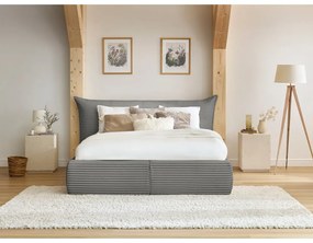 Letto matrimoniale grigio imbottito con spazio contenitivo con griglia inclusa 180x200 cm Jade – Bobochic Paris