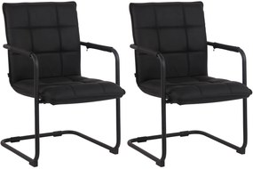 Set Di Sedie Gandia İn Vera Pelle Eleganti E Comfortevoli / Schwarz / Schwarz