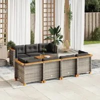 Set Divano da Giardino 8 pz con Cuscini Grigio in Polyrattan 3261750