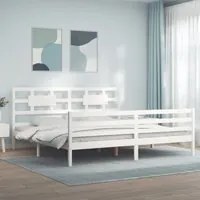 Giroletto con Testiera Bianco 200x200 cm in Legno Massellocod mxl 117759