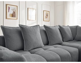 Divano angolare grigio scuro allungabile e con contenitore (penisola a destra/a L) con rivestimento in ciniglia Everest – Bobochic Paris