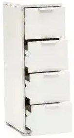 Cassettiera 4 Cassetti Bianca - Dimensioni: cm 27 x 38 x 85 h