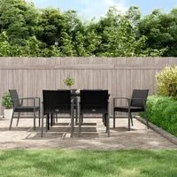 Set Pranzo da Giardino 7 pz con Cuscini in Polyrattan e Acciaio 3186992