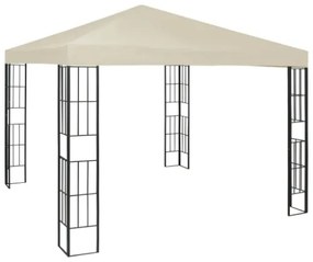 Gazebo con Stringa di Luci LED 3x3 m Crema