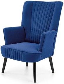 Poltrona imbottita Delgado in velluto blu navy - H100 cm