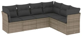Set divano da giardino 6 pz con cuscini grigio in polyrattan