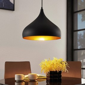 Lindby lampada a sospensione Ritana, nero-oro, alluminio, set di 2