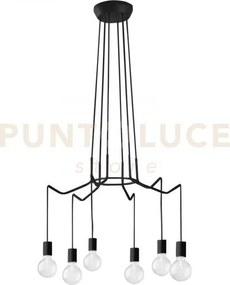 Lampadario a sospensione habitat nera 6 luci attacco e27 66x120cm i...