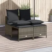 Set Divani da Giardino 4 pz con Cuscini in Polyrattan Grigio 368382