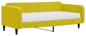 Divano letto con materasso giallo 100x200 cm in velluto