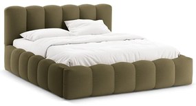 Letto matrimoniale imbottito verde con contenitore con rete inclusa 180x200 cm Lupine – Micadoni