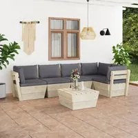 Set Divani da Giardino su Pallet 6 pz con Cuscini Legno Abete cod mxl 41582