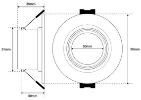 Faretto da Incasso Fisso Bianco in Policarbonato Foro Ø55-75mm