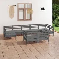 Set Salotto da Giardino 9 pz Grigio in Legno Massello di Pino 3083476