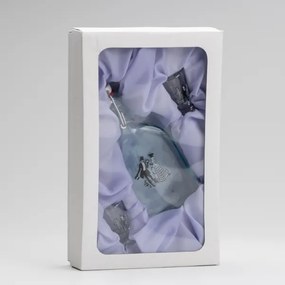 Set 1x bottiglia di vetro e 2x bicchiere per shot limpido con motivo di danza