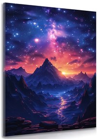Quadro su tela – Tramonto con cielo notturno