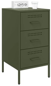 Comodini 2 pz verde oliva 36x39x68 cm acciaio laminato a freddo