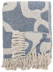Coperta blu e beige in cotone riciclato 130x160 cm Salobre – Bloomingville