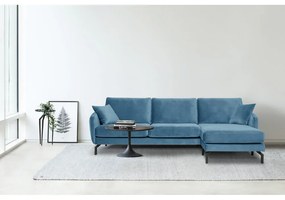 Divano angolare in velluto blu (angolo destro) Magic - Scandic