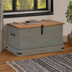 Cassapanca Halden Grigio 91x48x47 Cm İn Legno Massello Di Pino /