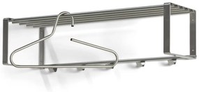 Attaccapanni da parete argentato in metallo con scaffale 70 cm Rex – Spinder Design