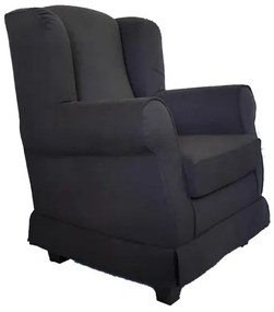 Poltrona imbottita in tessuto sfoderabile BERGERE MARRONE SCURO con pouf