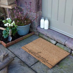 Tappetino nero in cocco naturale Welcome Scribbled, 40 x 60 cm Curly - Artsy Doormats