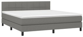 Letto a molle materasso e led grigio scuro 180x200cm in tessuto