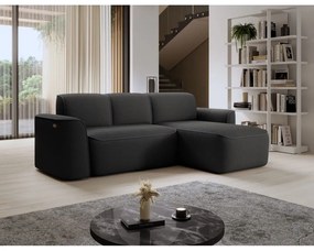 Divano angolare color antracite (con penisola a destra/con chaise lounge) e rivestimento in bouclé Ume – ELTAP