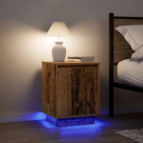 Comodini Con Luci A Led 2 Pz Legno Antico 38x34x50 Cm /